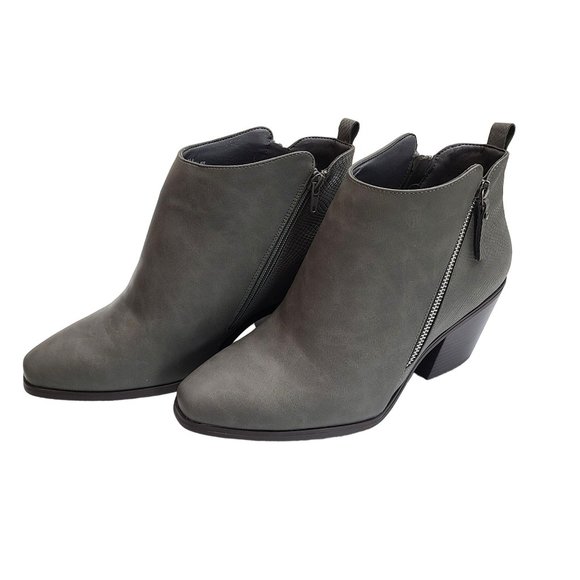 Gray Ankle Boots with Zipper Detail - Picture 2 of 8